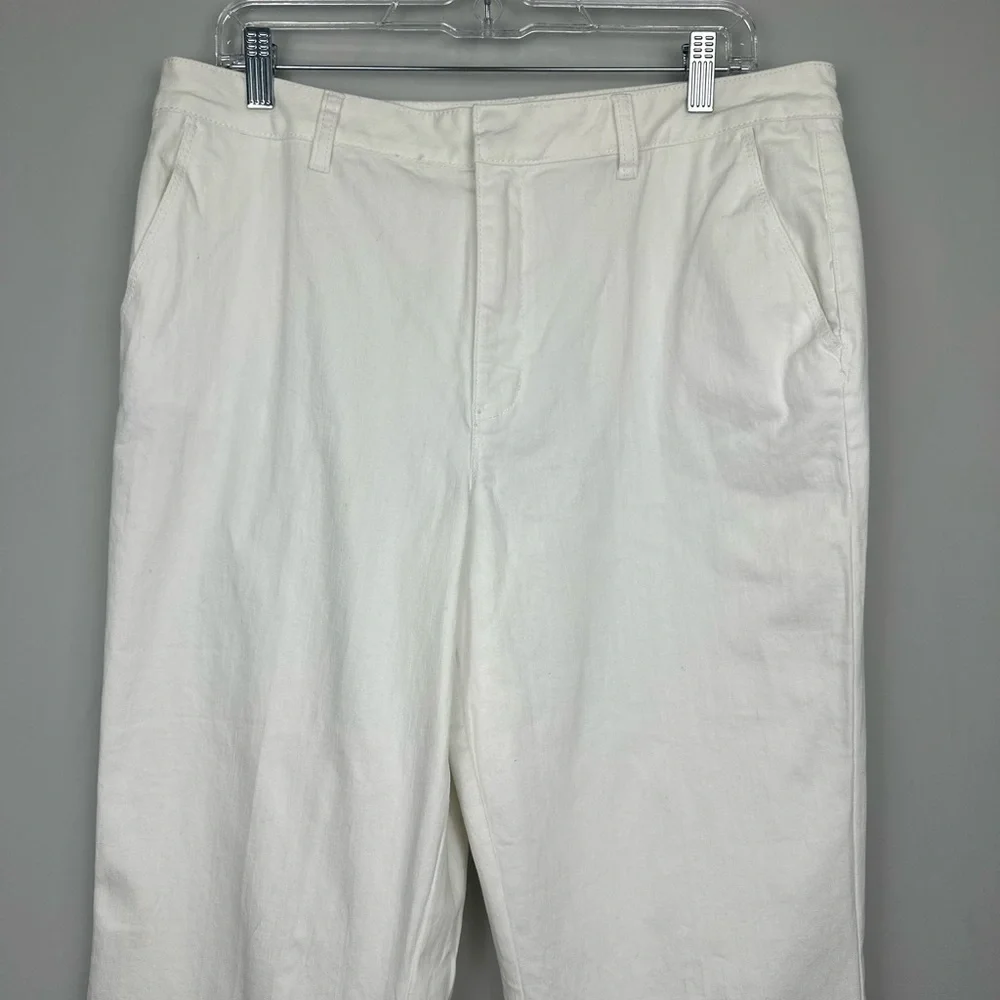 Coldwater Creek White Straight Wide Leg Pant Size Large 16
